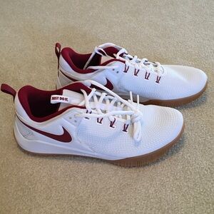 Nike White and Maroon Low-Top Sneakers